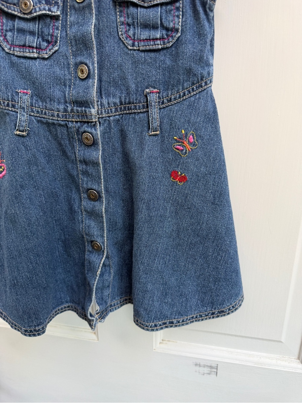 VINTAGE Carter's 4T Girls Denim Short Sleeve Button Down Dress - Picture 3 of 7